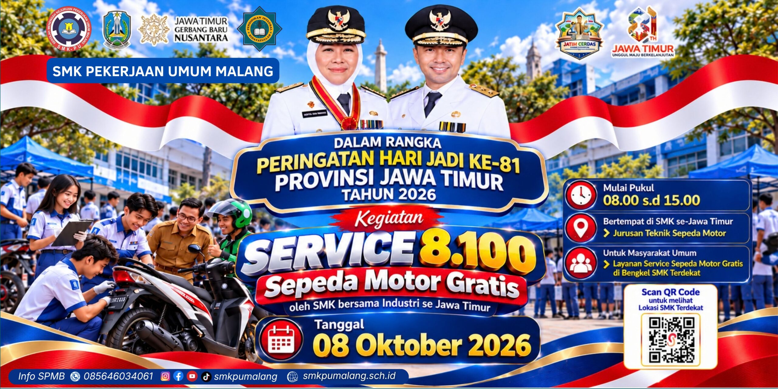 SMK PU Berpartisipasi dalam Kegiatan Servis Gratis Sepeda Motor